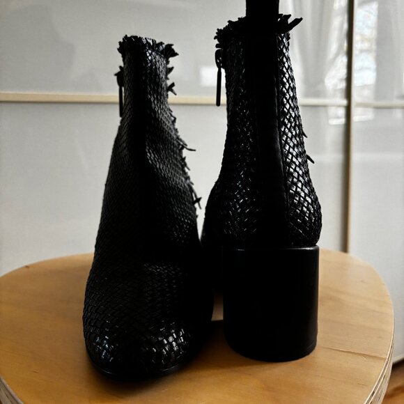 PONS QUINTANA Black Woven Leather Booties - Size 37 - Picture 2 of 8